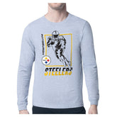 Pittsburgh Steelers Starter Player Grid Long Sleeve T-Shirt - Heather Gray T-shirts