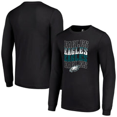 Philadelphia Eagles Starter Team Name Graphic Long Sleeve T-Shirt - Black T-shirts