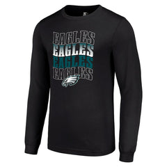 Philadelphia Eagles Starter Team Name Graphic Long Sleeve T-Shirt - Black T-shirts