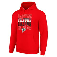 Atlanta Falcons Starter Four Team Name Logo Fleece Pullover Hoodie - Red Hoodies