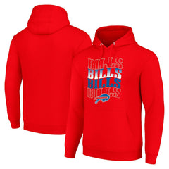 Buffalo Bills Starter Four Team Name Logo Fleece Pullover Hoodie - Red Hoodies