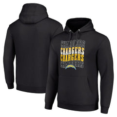 Los Angeles Chargers Starter Four Team Name Logo Fleece Pullover Hoodie - Black Hoodies