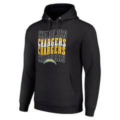 Los Angeles Chargers Starter Four Team Name Logo Fleece Pullover Hoodie - Black Hoodies