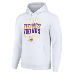 Minnesota Vikings Starter Four Team Name Logo Fleece Pullover Hoodie - White Hoodies