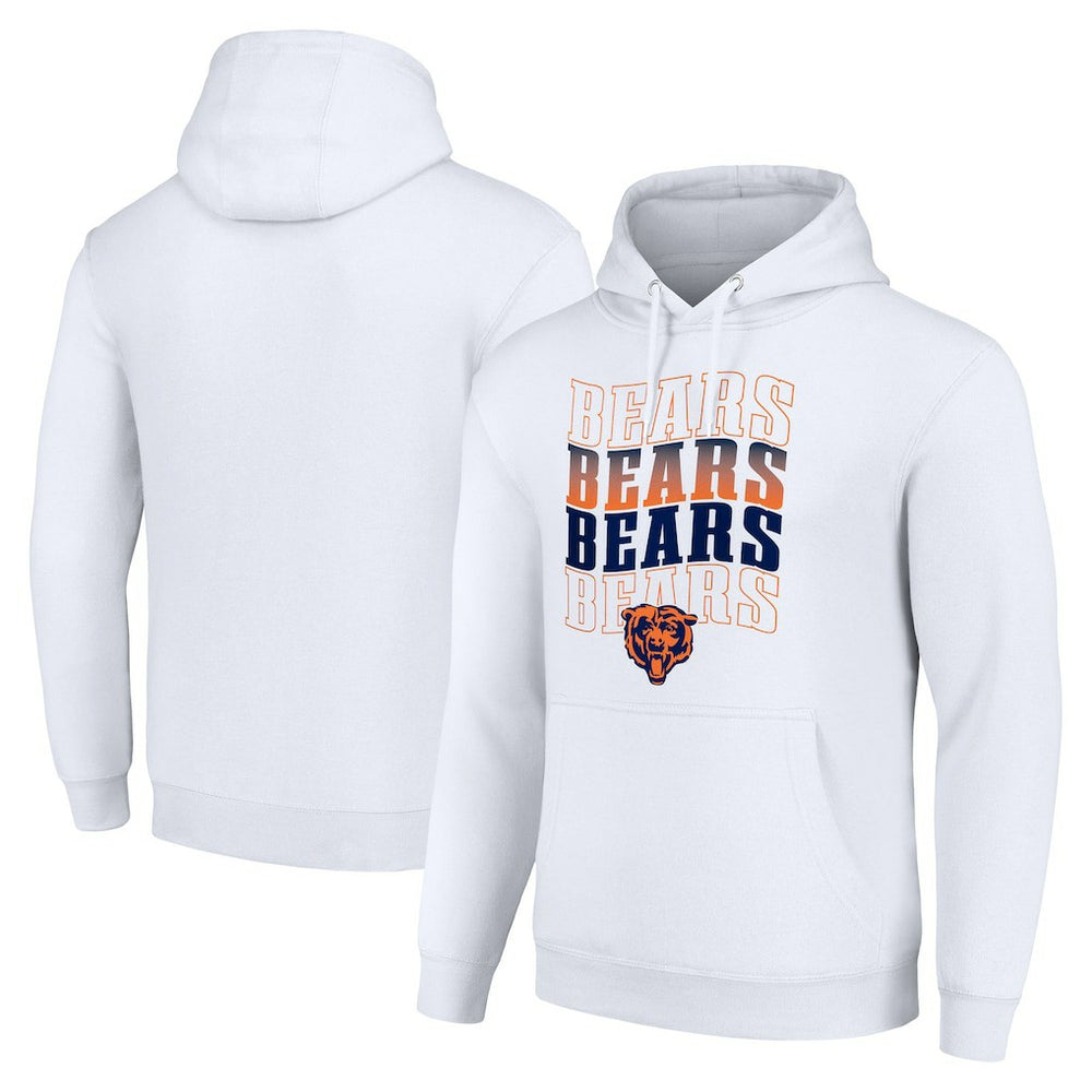 Chicago Bears Starter Four Team Name Logo Fleece Pullover Hoodie - White Hoodies