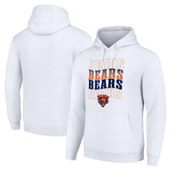 Chicago Bears Starter Four Team Name Logo Fleece Pullover Hoodie - White Hoodies
