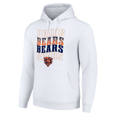 Chicago Bears Starter Four Team Name Logo Fleece Pullover Hoodie - White Hoodies