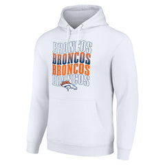 Denver Broncos Starter Four Team Name Logo Fleece Pullover Hoodie - White Hoodies
