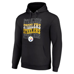 Pittsburgh Steelers Starter Four Team Name Logo Fleece Pullover Hoodie - Black Hoodies
