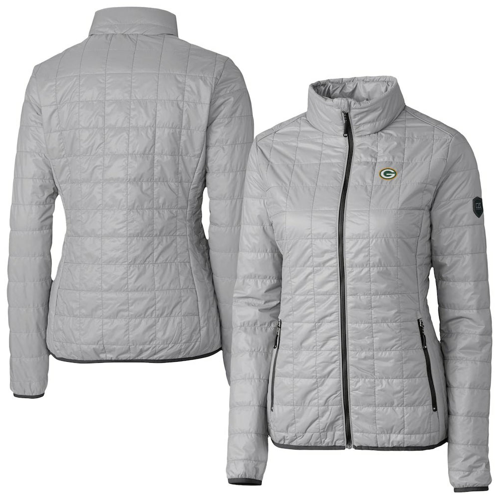 Green Bay Packers Cutter & Buck Women's Rainier PrimaLoft Eco Insulated Full-Zip Puffer Jacket - Gray Jackets