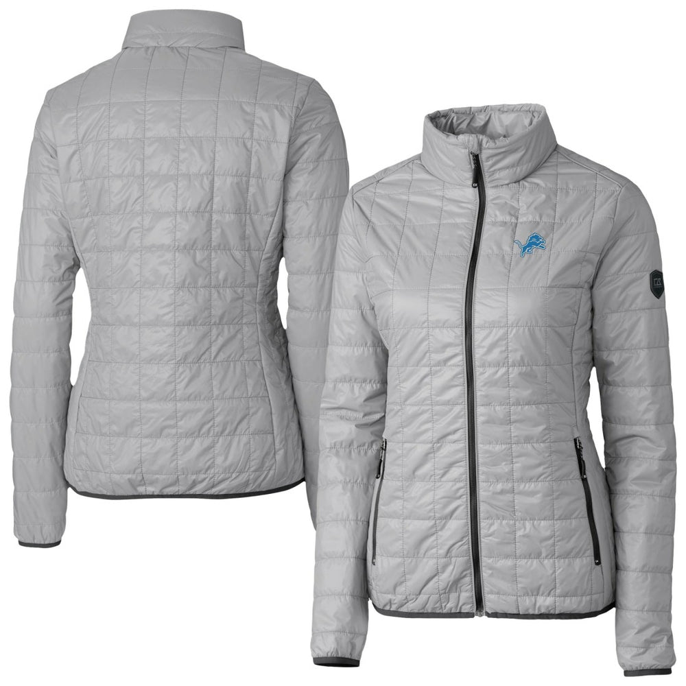 Detroit Lions Cutter & Buck Women's Rainier PrimaLoft Eco Insulated Full-Zip Puffer Jacket - Gray Jackets