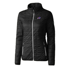 Buffalo Bills Cutter & Buck Women's Rainier PrimaLoft Eco Insulated Full-Zip Puffer Jacket - Black Jackets