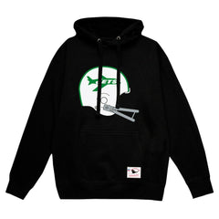 New York Jets Helmet Logo Vintage Pullover Hoodie - Black Hoodies