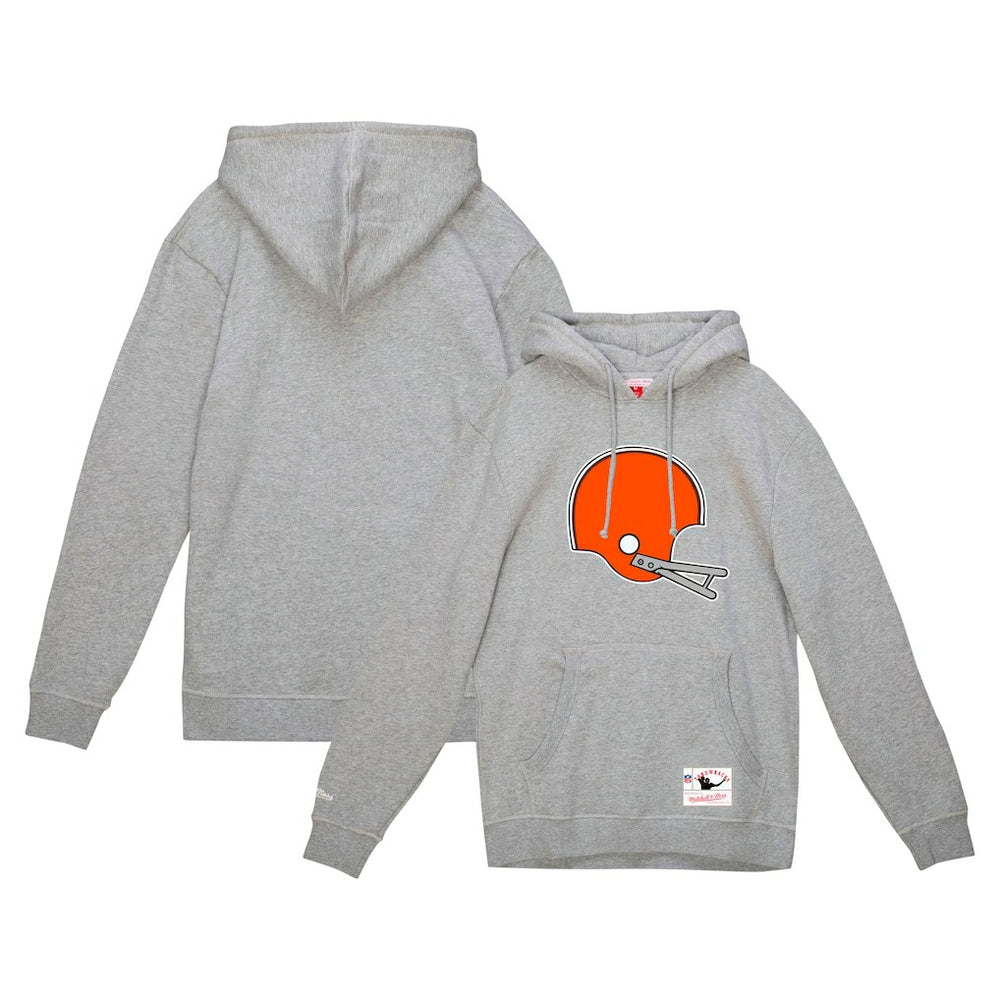 Cleveland Browns Helmet Logo Vintage Pullover Hoodie - Heather Gray Hoodies