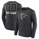 Atlanta Falcons Personalized Name & Number Monochrome Long Sleeve T-Shirt - Charcoal T-shirts