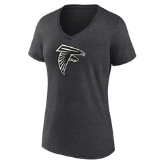 Atlanta Falcons Women's Personalized Name & Number Monochrome V-Neck Long Sleeve T-Shirt - Charcoal T-shirts