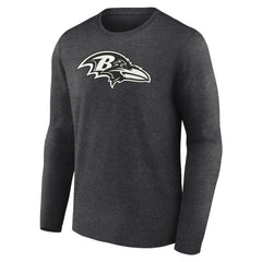 Baltimore Ravens Personalized Name & Number Monochrome Long Sleeve T-Shirt - Charcoal T-shirts