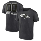 Baltimore Ravens Personalized Name & Number Monochrome T-Shirt - Charcoal T-shirts