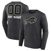 Buffalo Bills Personalized Name & Number Monochrome Long Sleeve T-Shirt - Charcoal T-shirts