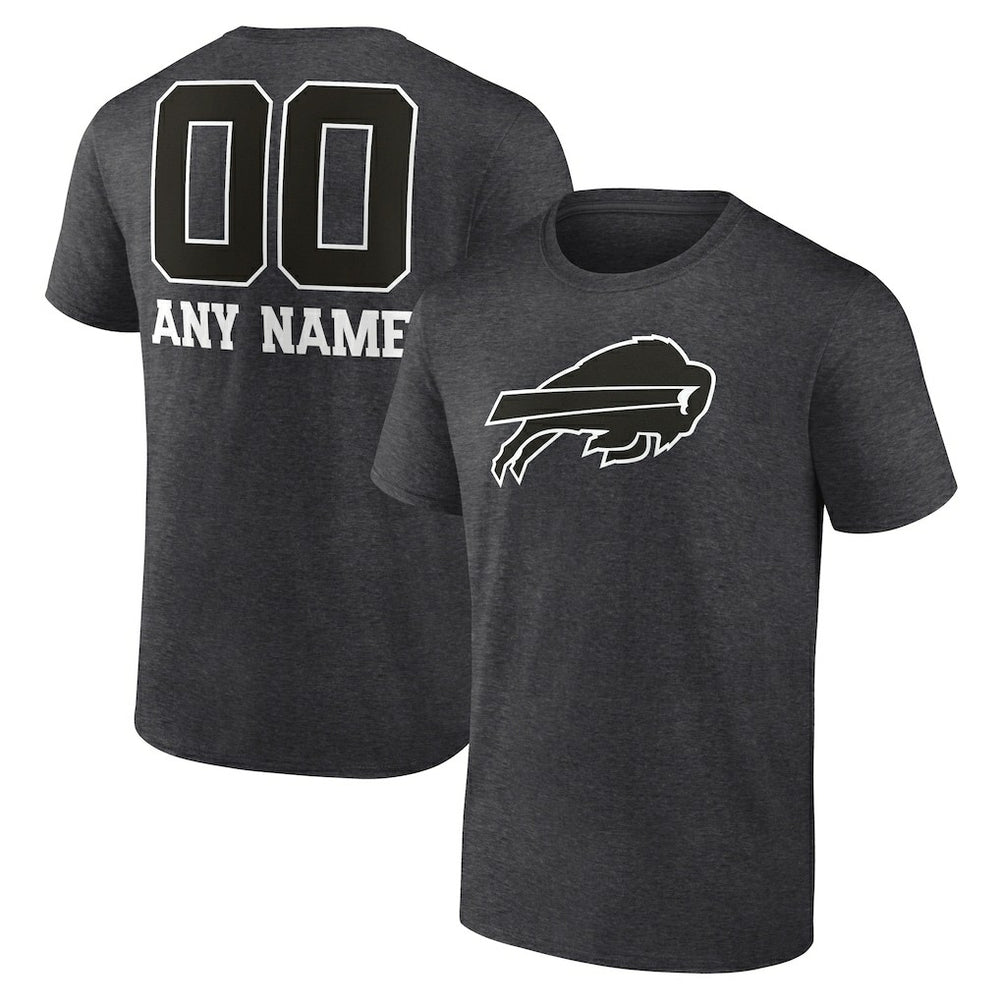 Buffalo Bills Personalized Name & Number Monochrome T-Shirt - Charcoal T-shirts