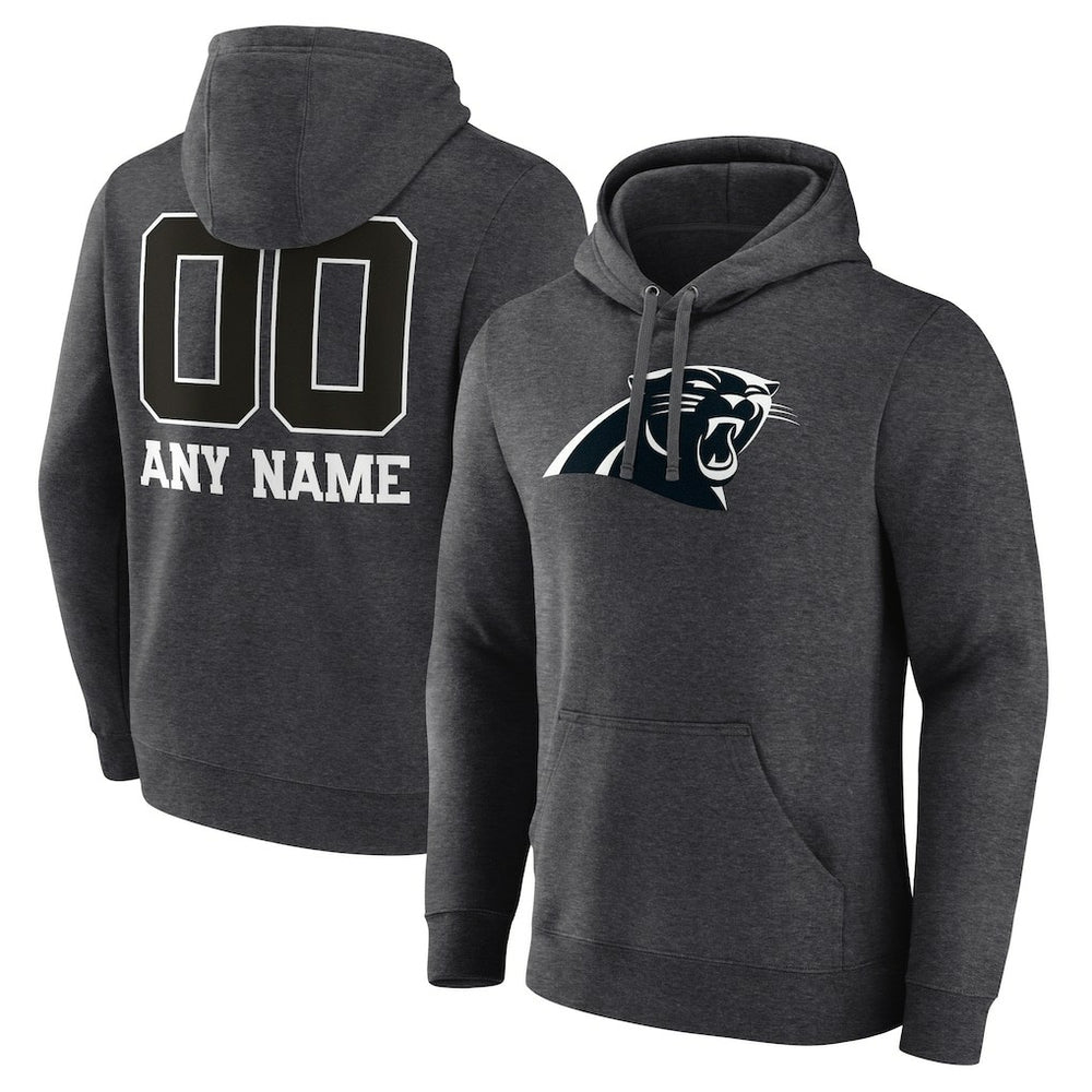 Carolina Panthers Personalized Name & Number Monochrome Pullover Hoodie - Charcoal Hoodies