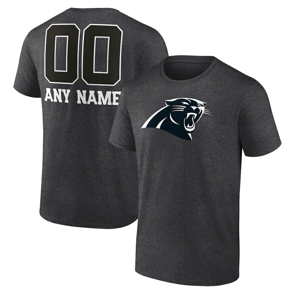 Carolina Panthers Personalized Name & Number Monochrome T-Shirt - Charcoal T-shirts