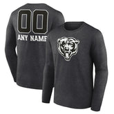 Chicago Bears Personalized Name & Number Monochrome Long Sleeve T-Shirt - Charcoal T-shirts