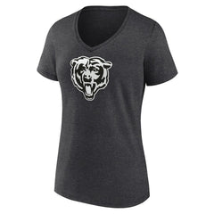 Chicago Bears Women's Personalized Name & Number Monochrome V-Neck Long Sleeve T-Shirt - Charcoal T-shirts