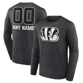 Cincinnati Bengals Personalized Name & Number Monochrome Long Sleeve T-Shirt - Charcoal T-shirts