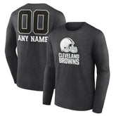Cleveland Browns Personalized Name & Number Monochrome Long Sleeve T-Shirt - Charcoal T-shirts
