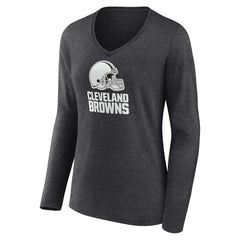 Cleveland Browns Women's Personalized Name & Number Monochrome V-neck T-Shirt - Charcoal T-shirts