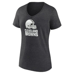 Cleveland Browns Women's Personalized Name & Number Monochrome V-Neck Long Sleeve T-Shirt - Charcoal T-shirts