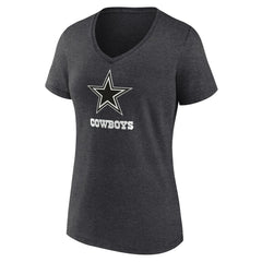 Dallas Cowboys Women's Personalized Name & Number Monochrome V-Neck Long Sleeve T-Shirt - Charcoal T-shirts