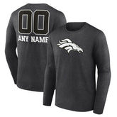 Denver Broncos Personalized Name & Number Monochrome Long Sleeve T-Shirt - Charcoal T-shirts