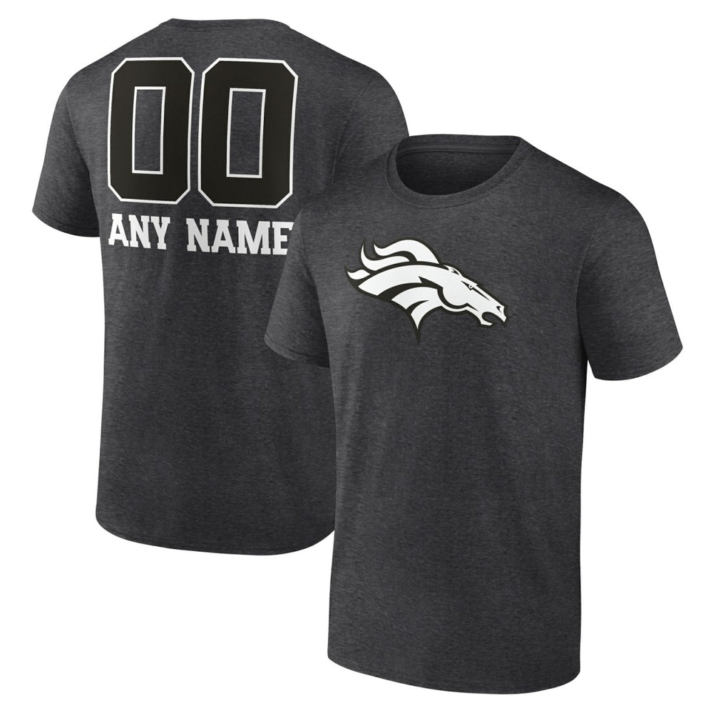 Denver Broncos Personalized Name & Number Monochrome T-Shirt - Charcoal T-shirts