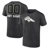 Denver Broncos Personalized Name & Number Monochrome T-Shirt - Charcoal T-shirts