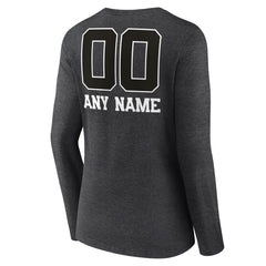 Denver Broncos Women's Personalized Name & Number Monochrome V-neck T-Shirt - Charcoal T-shirts