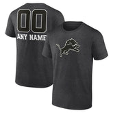 Detroit Lions Personalized Name & Number Monochrome T-Shirt - Charcoal T-shirts