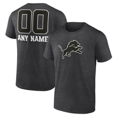 Detroit Lions Personalized Name & Number Monochrome T-Shirt - Charcoal T-shirts