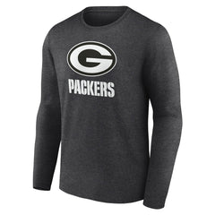 Green Bay Packers Personalized Name & Number Monochrome Long Sleeve T-Shirt - Charcoal T-shirts