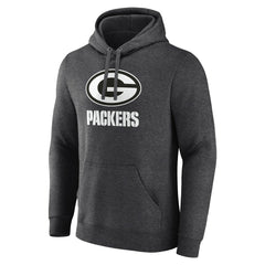 Green Bay Packers Personalized Name & Number Monochrome Pullover Hoodie - Charcoal Hoodies