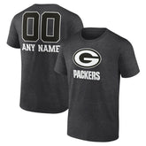 Green Bay Packers Personalized Name & Number Monochrome T-Shirt - Charcoal T-shirts