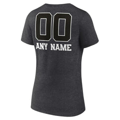 Green Bay Packers Women's Personalized Name & Number Monochrome V-Neck Long Sleeve T-Shirt - Charcoal T-shirts
