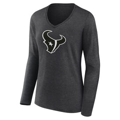 Houston Texans Women's Personalized Name & Number Monochrome V-neck T-Shirt - Charcoal T-shirts