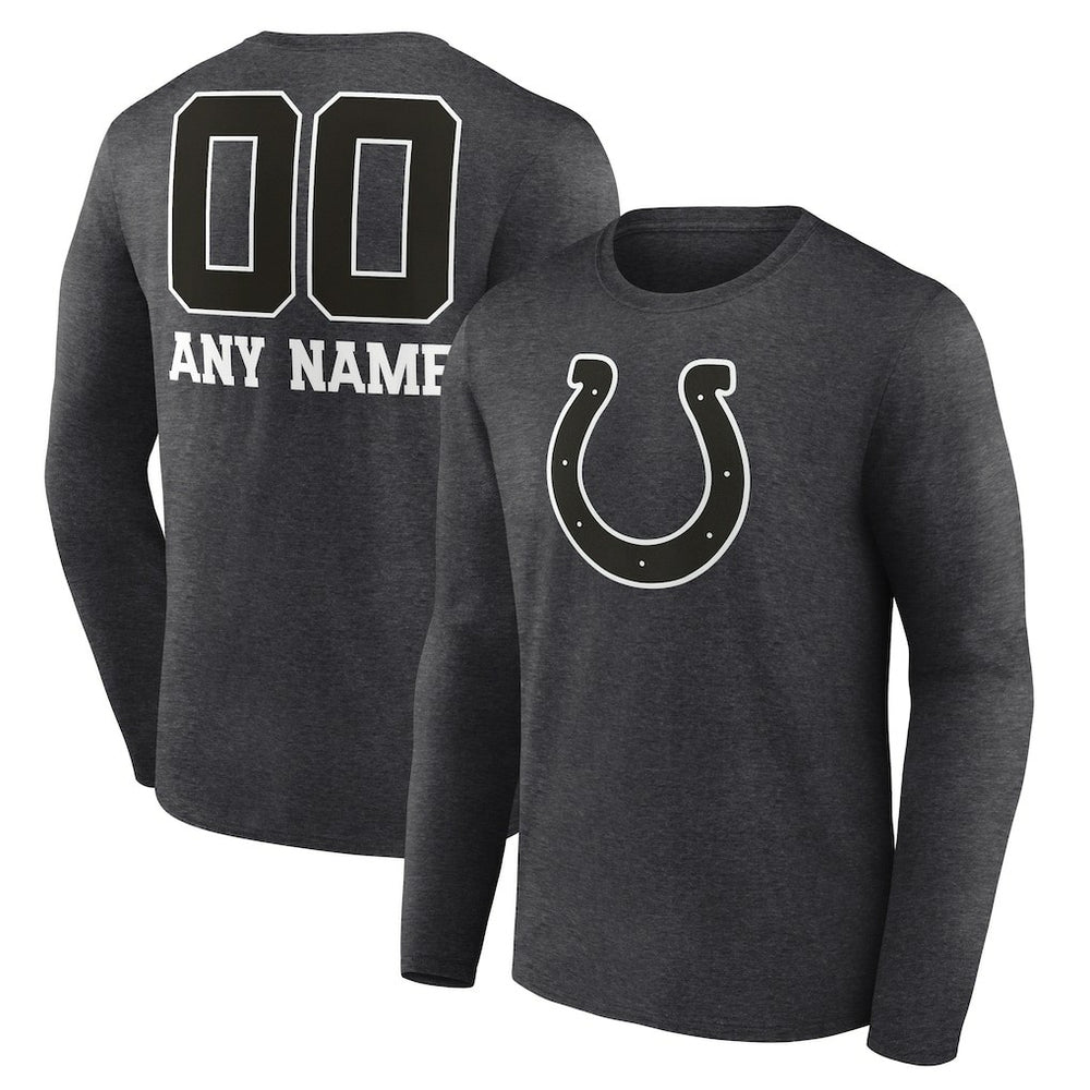 Indianapolis Colts Personalized Name & Number Monochrome Long Sleeve T-Shirt - Charcoal T-shirts