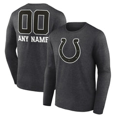 Indianapolis Colts Personalized Name & Number Monochrome Long Sleeve T-Shirt - Charcoal T-shirts
