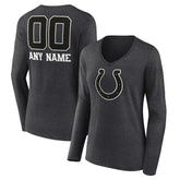 Indianapolis Colts Women's Personalized Name & Number Monochrome V-neck T-Shirt - Charcoal T-shirts