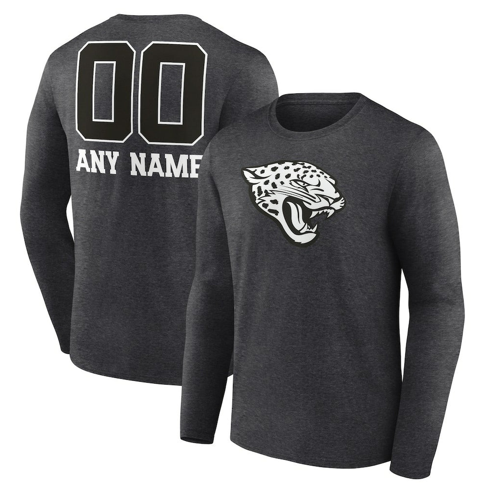 Jacksonville Jaguars Personalized Name & Number Monochrome Long Sleeve T-Shirt - Charcoal T-shirts