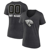 Jacksonville Jaguars Women's Personalized Name & Number Monochrome V-Neck Long Sleeve T-Shirt - Charcoal T-shirts