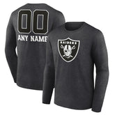 Las Vegas Raiders Personalized Name & Number Monochrome Long Sleeve T-Shirt - Charcoal T-shirts